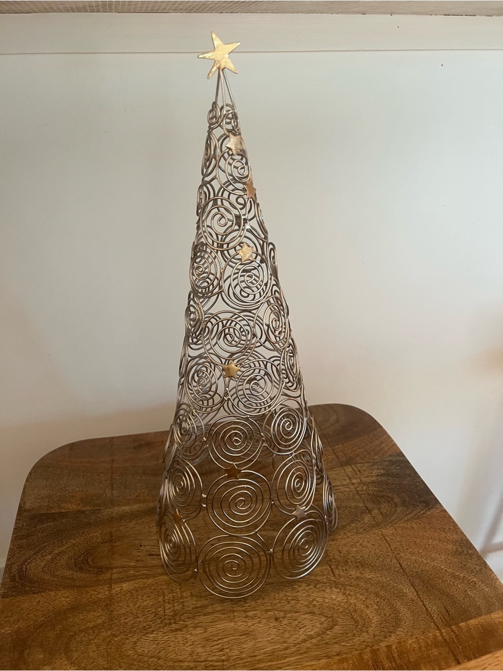 RARE Decorative Spiral Wire Tree with Gold Star Accents or tree topper or decor